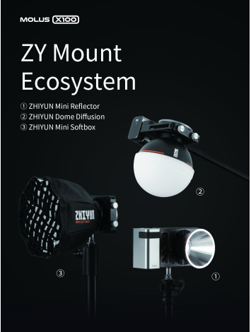 ZHIYUN MOLUS X100 PRO Bi-Color 100W COB Video Light, 385g ZHIYUN MOLUS X100 PRO Bi-Color 100W COB Video Light, 385g